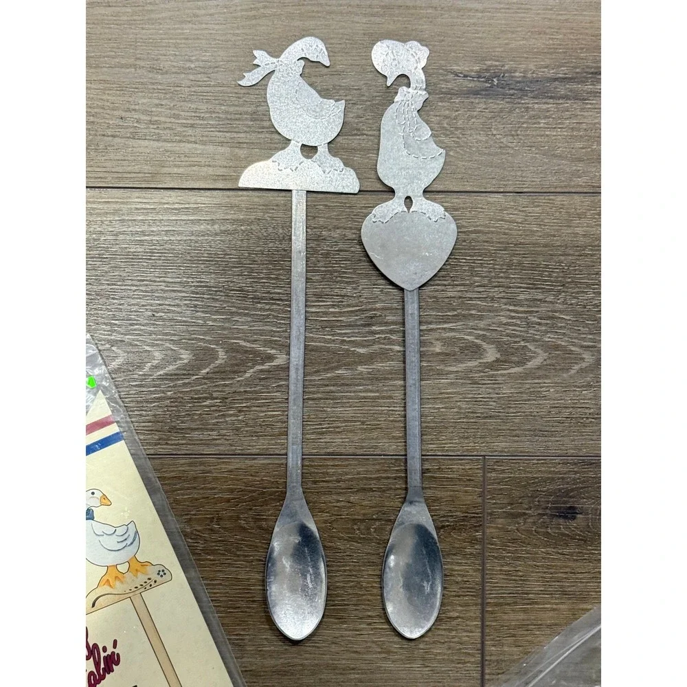 Vintage Country Metalin' Tin Spoon Craft Kits Goose & Mother Goose Set NOS